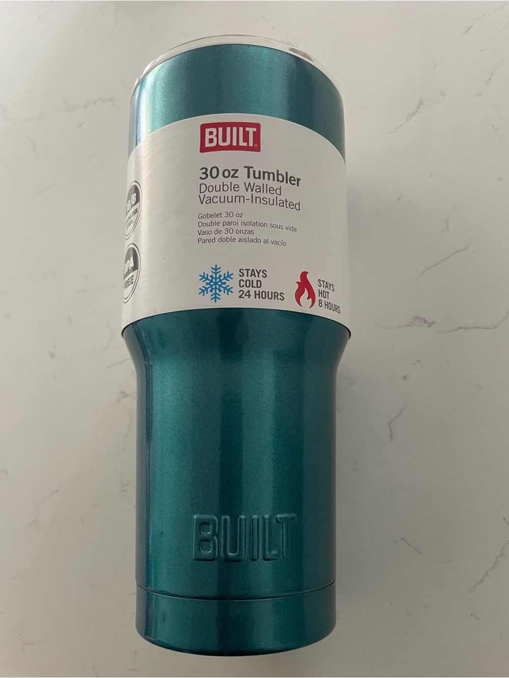 Built Double Wall Stainless Steel Vacuum Insulated Tumbler 30 oz Turquoise New